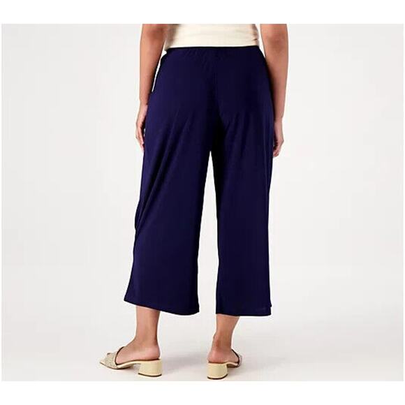 ATTITUDES BY RENEE NEW $56 Como Jersey Pleated Soft Pant Navy‎ PXXS - Picture 2 of 3